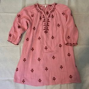Soft pink gauze Pink Chicken dress with embroidery size 8